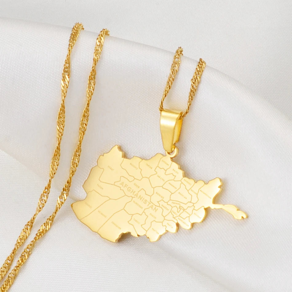 Anniyo Afghanistan Map With Cities Name Pendant Necklaces for