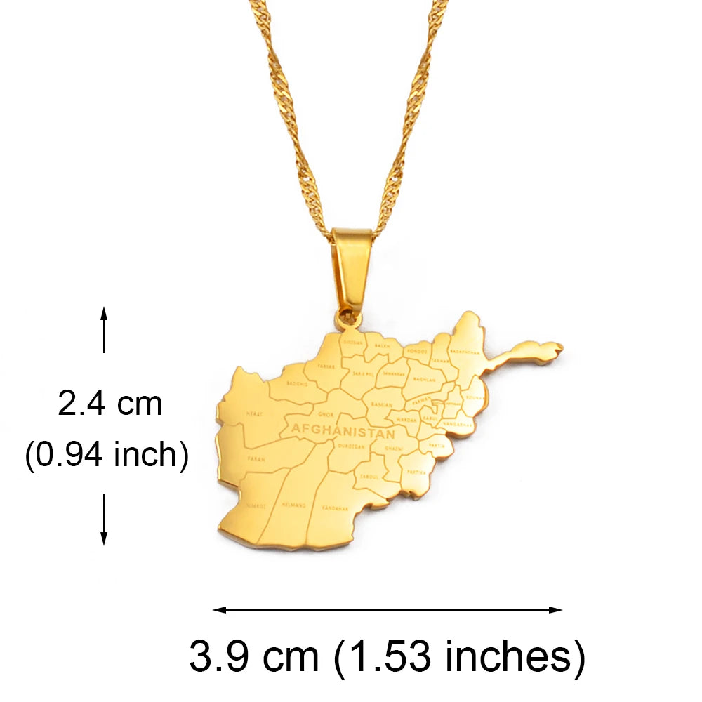 Anniyo Afghanistan Map With Cities Name Pendant Necklaces for