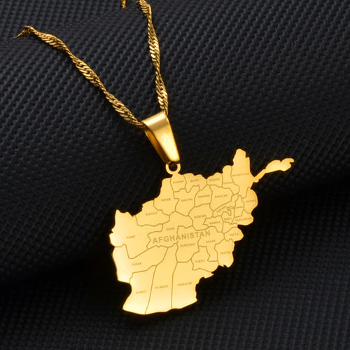 Anniyo Afghanistan Map With Cities Name Pendant Necklaces for