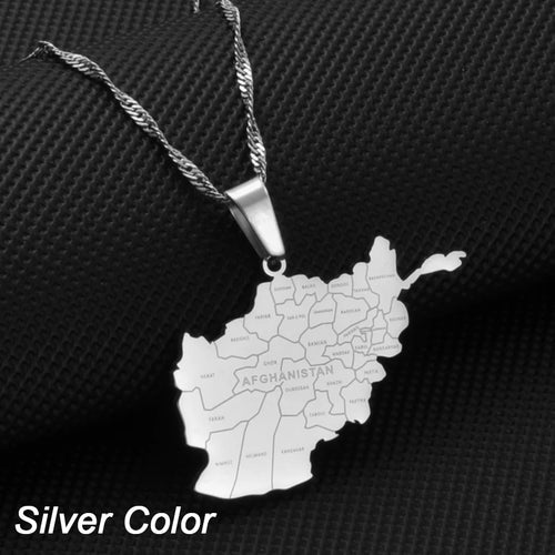 Anniyo Afghanistan Map With Cities Name Pendant Necklaces for