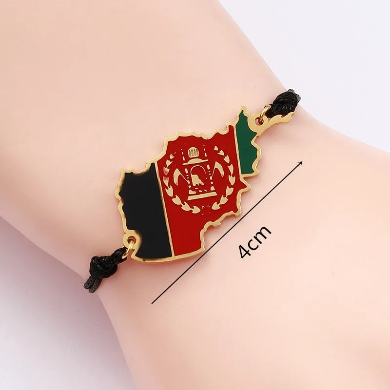 Afghanistan  Map Flag Charms Bracelet Afghanistan  Rope Chain Jewelry