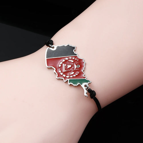 Afghanistan  Map Flag Charms Bracelet Afghanistan  Rope Chain Jewelry