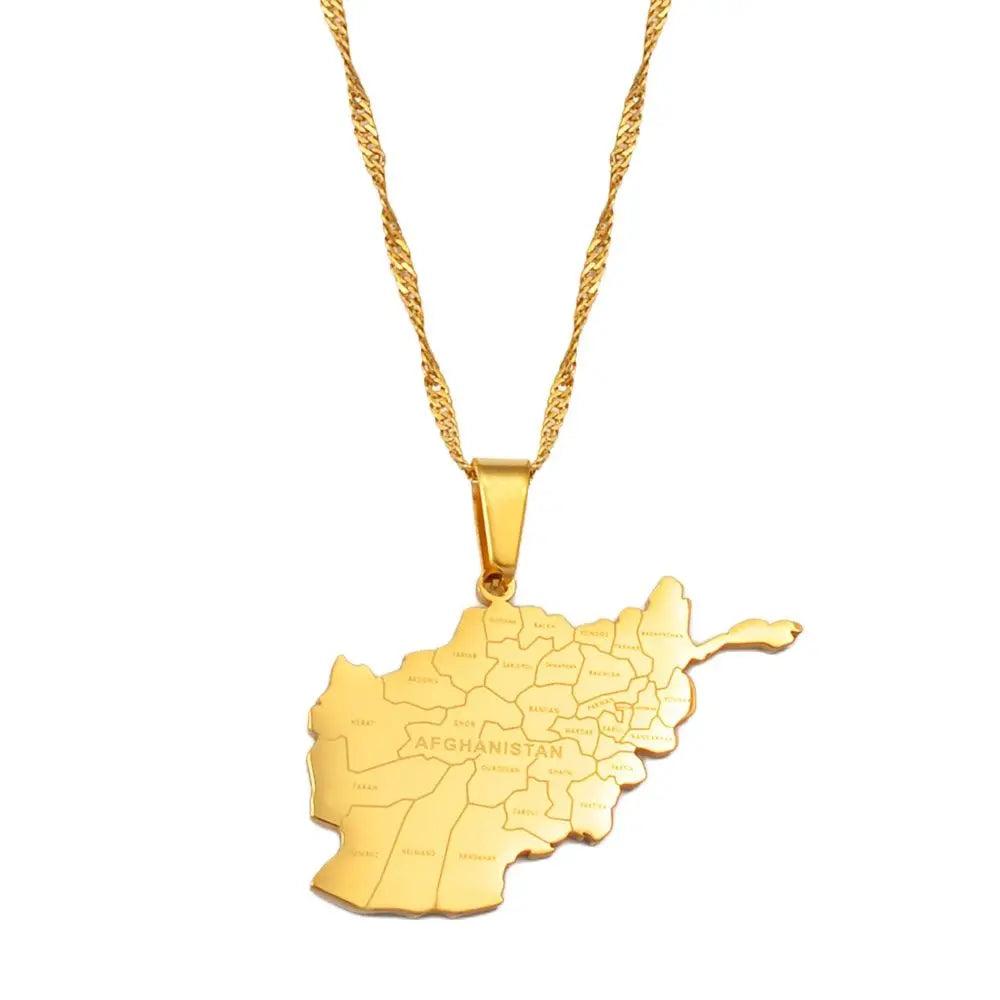 Anniyo Afghanistan Map With Cities Name Pendant Necklaces for